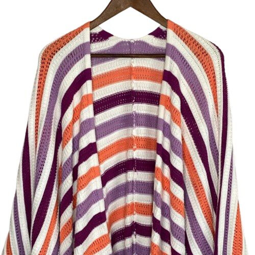 Talbots Purple and Orange Striped Poncho - Picture 4 of 16